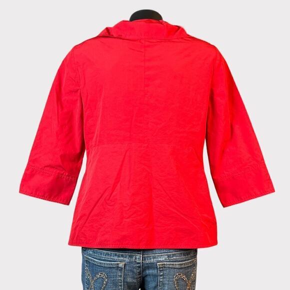 Doncaster Womens 8 Red 3/4 Sleeve Jacket w/ Offset Zipper Pop Up Collar Pockets - Picture 3 of 7